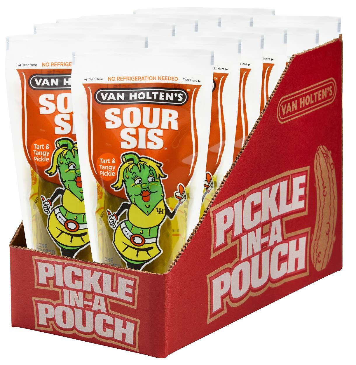 Van Holten's Sour Sis PickleInAPouch 12 Pack Crunchy and Tangy Snack