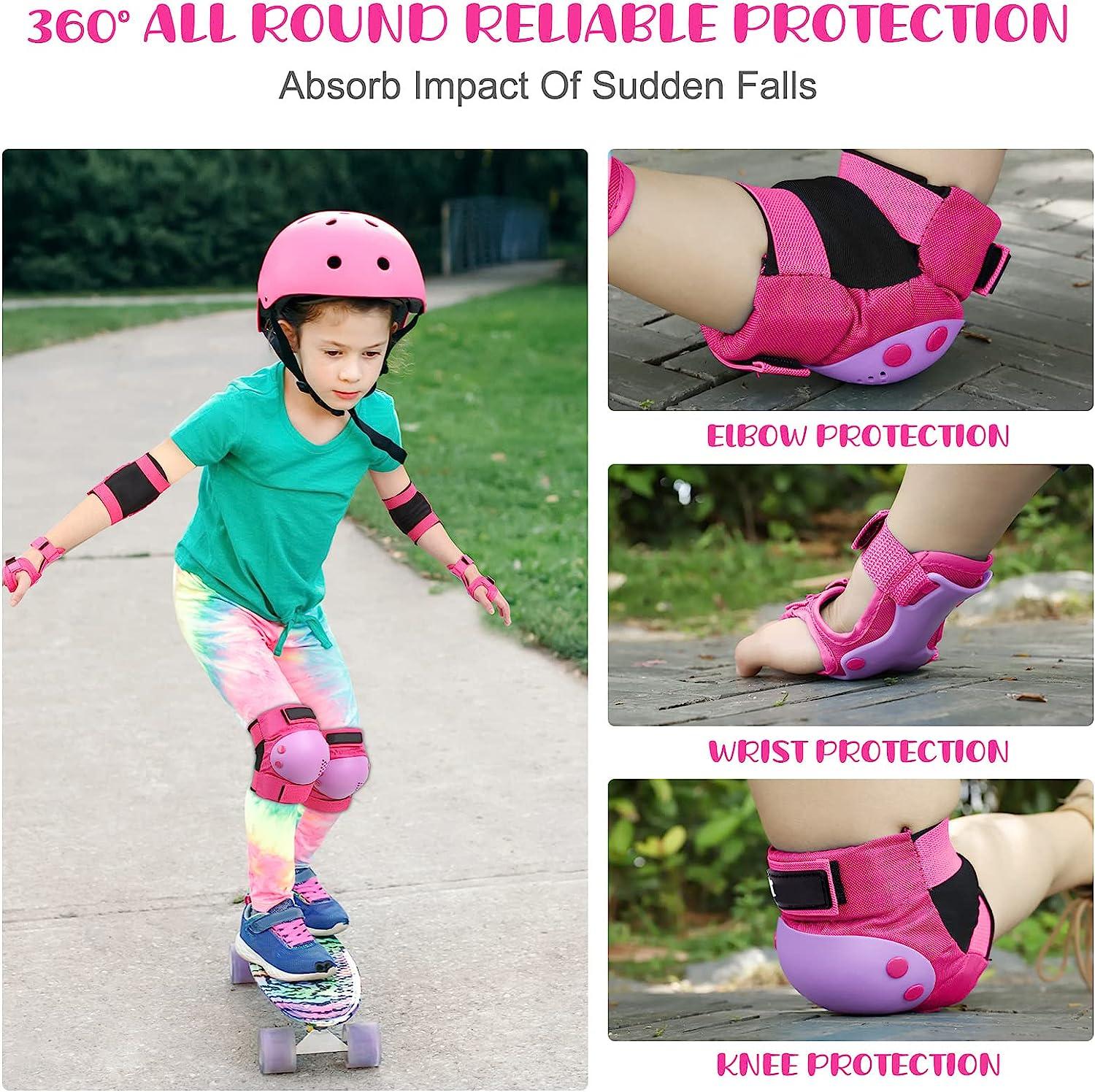7Pcs/Set Kids Skating Protective Gear Kit Roller Skate Skateboard Bike Cycling Scooter Adjustable Helmet Knee Elbow Pad Wrist Guard Protector – buy at low prices in the online store