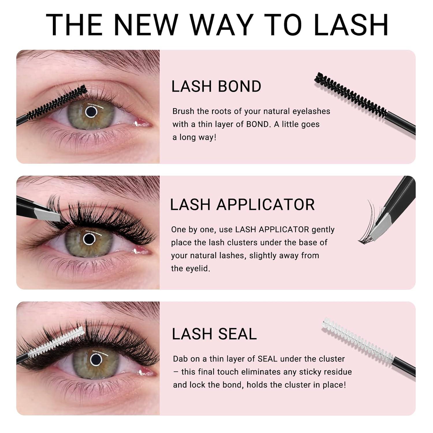 DIY Eyelash Extension Kit 144 Pcs Lash Clusters with Super Hold Mascara