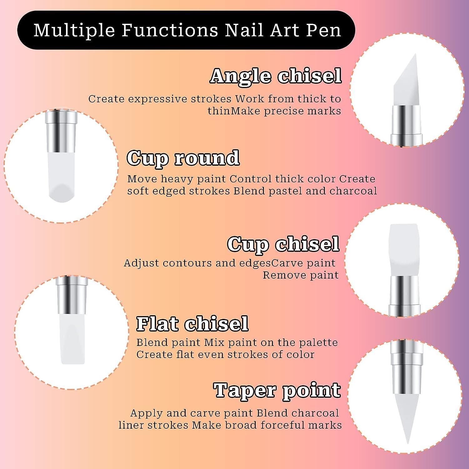 5pcs Nail Silicone Pen Nail Art Sculpture Pen Dual Tipped Silicone Nail Tool  Rhinestone Nail Polish Carving Pen Rubber