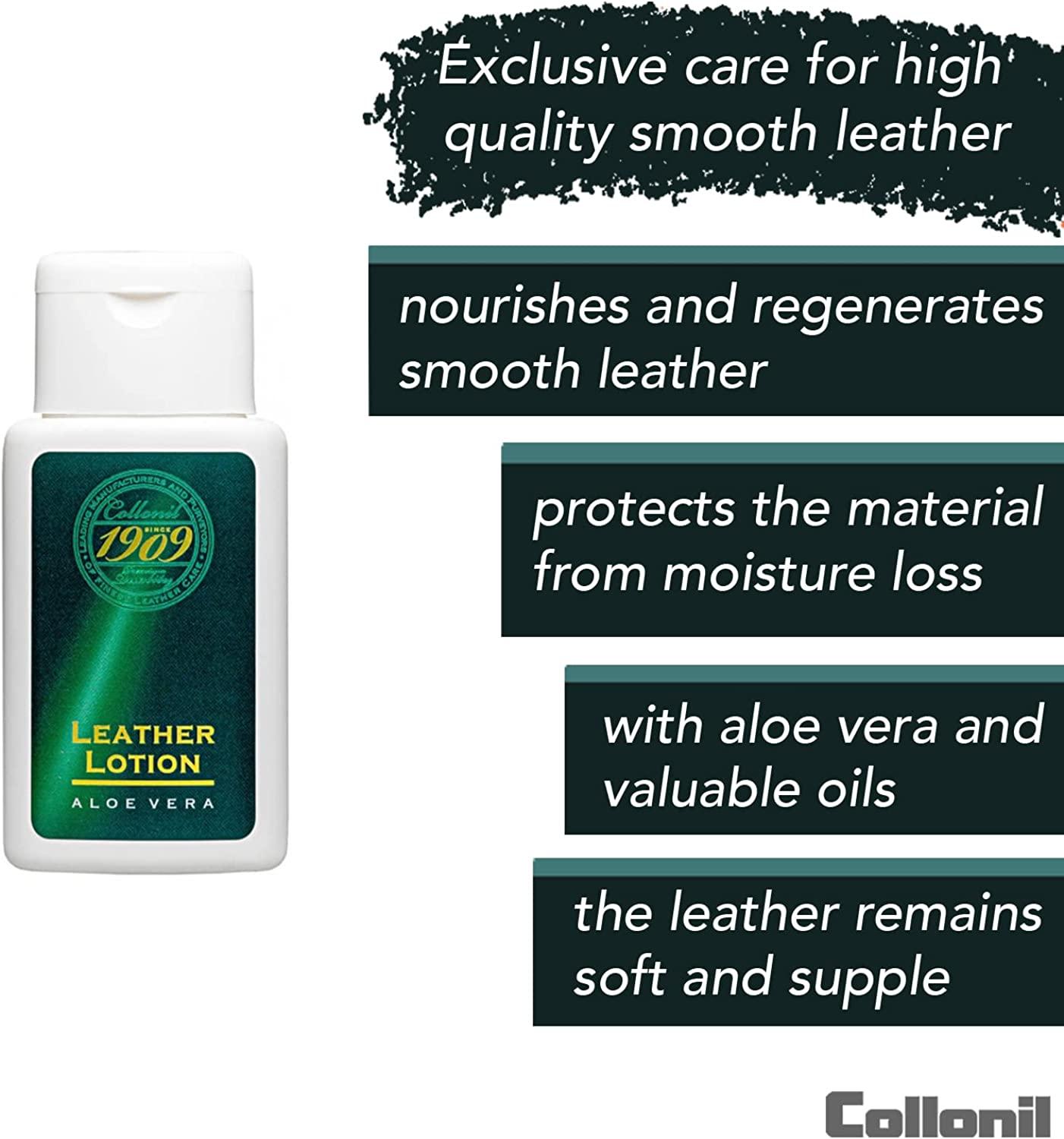 Collonil 1909 Leather Lotion 3.38 fl oz Exclusive Leather Care for high quality smooth Leather with Aloe Vera & valuable oils for soft & supple