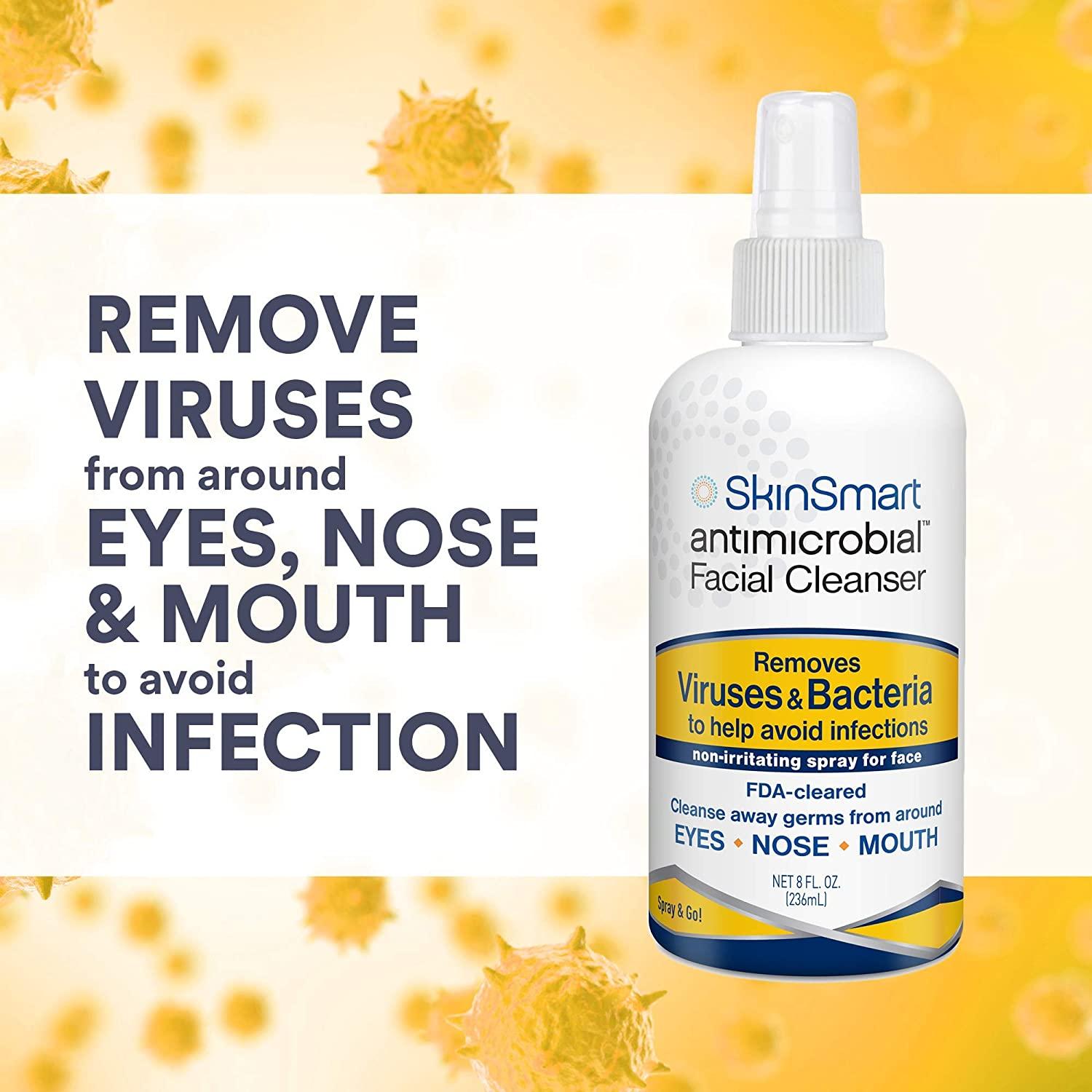 SkinSmart Antimicrobial Facial Cleanser Spray to Remove Viruses and