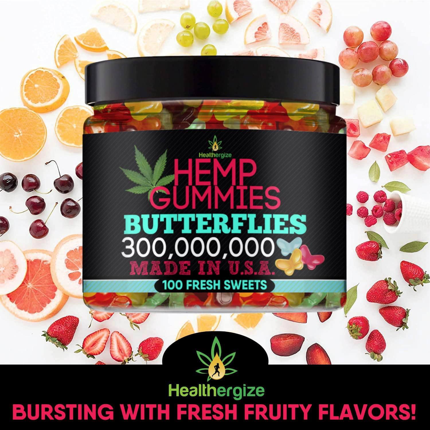 Premium Healthergize Hemp Gummies Delicious Butterfly & Bear Shapes
