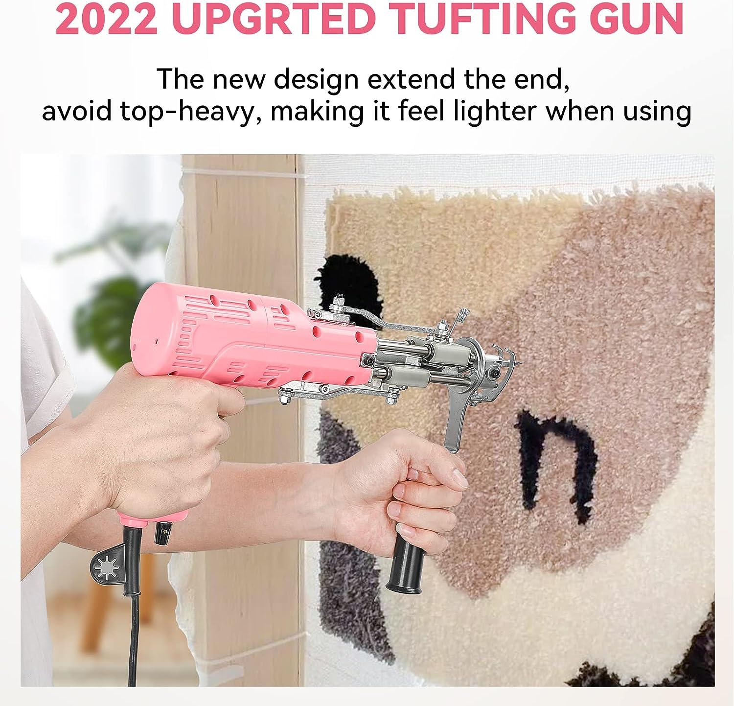 Rug Tufting Gun Cut Pile Loop Pile 2 in 1 Riiai RT-III Pro Tufting Gun Kit  with Speed Adjustable Feels Lighter More Safer Fashion Design  Low-Maintenance Beginners Recommend Baby Pink