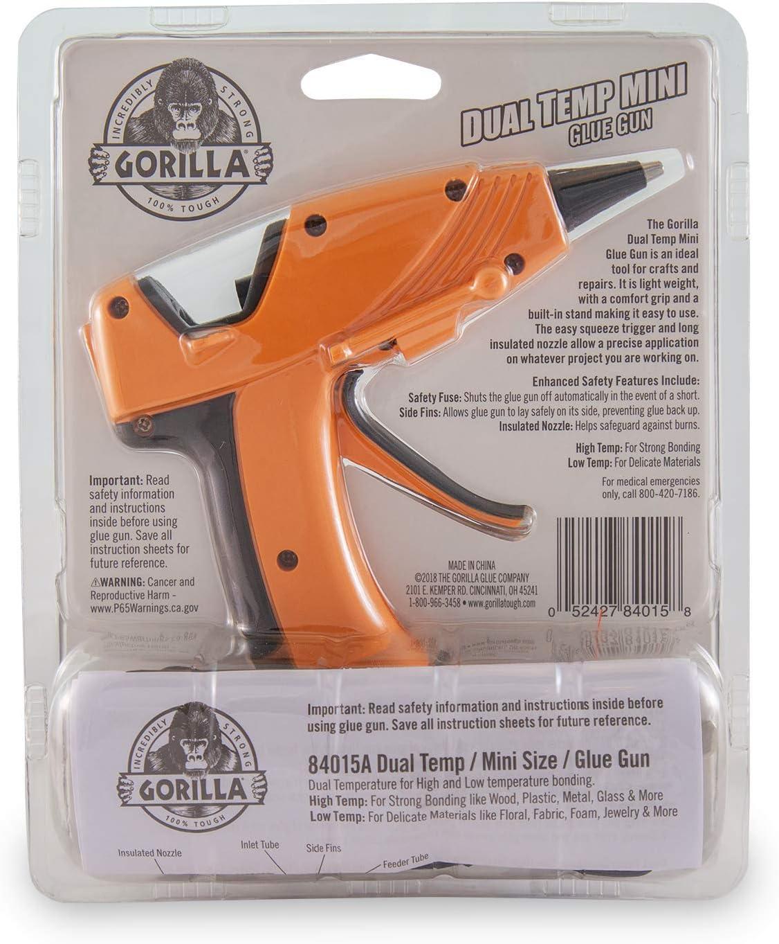 Gorilla Dual Temp Full-Size Hot Glue Gun Kit with 45 45 Sticks, Orange