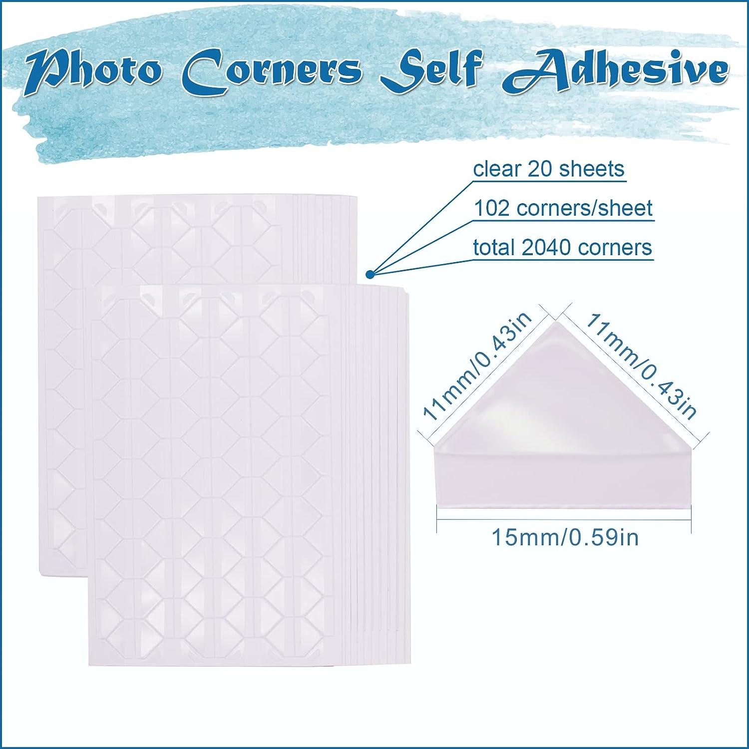 Premium 2040 Pcs 20 Sheets Transparent Photo Corners Stickers Self Adhesive  for Notebook Personal Journal Picture Album Diary DIY Scrapbook Craft