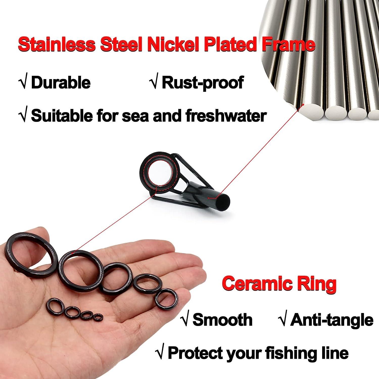 FishTrip Rod Tip Repair Kit Fishing Rod Tips Replacement Kit Stainless  Steel Ceramic Guides Ring Fishing Pole Eyelets Repair Kit 20/90/70pcs  A_20pcs