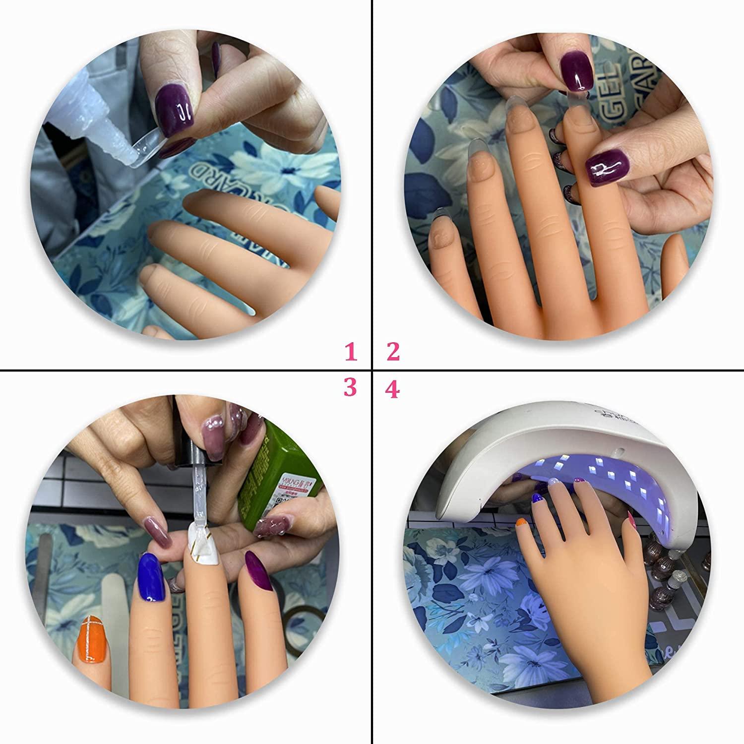 GULALUUK Hand for Nail Practice Fake Hands to Practice Fake Nails Practice  Hand for Acrylic Nails Flexible Hand for Nail Practice Kit Nai