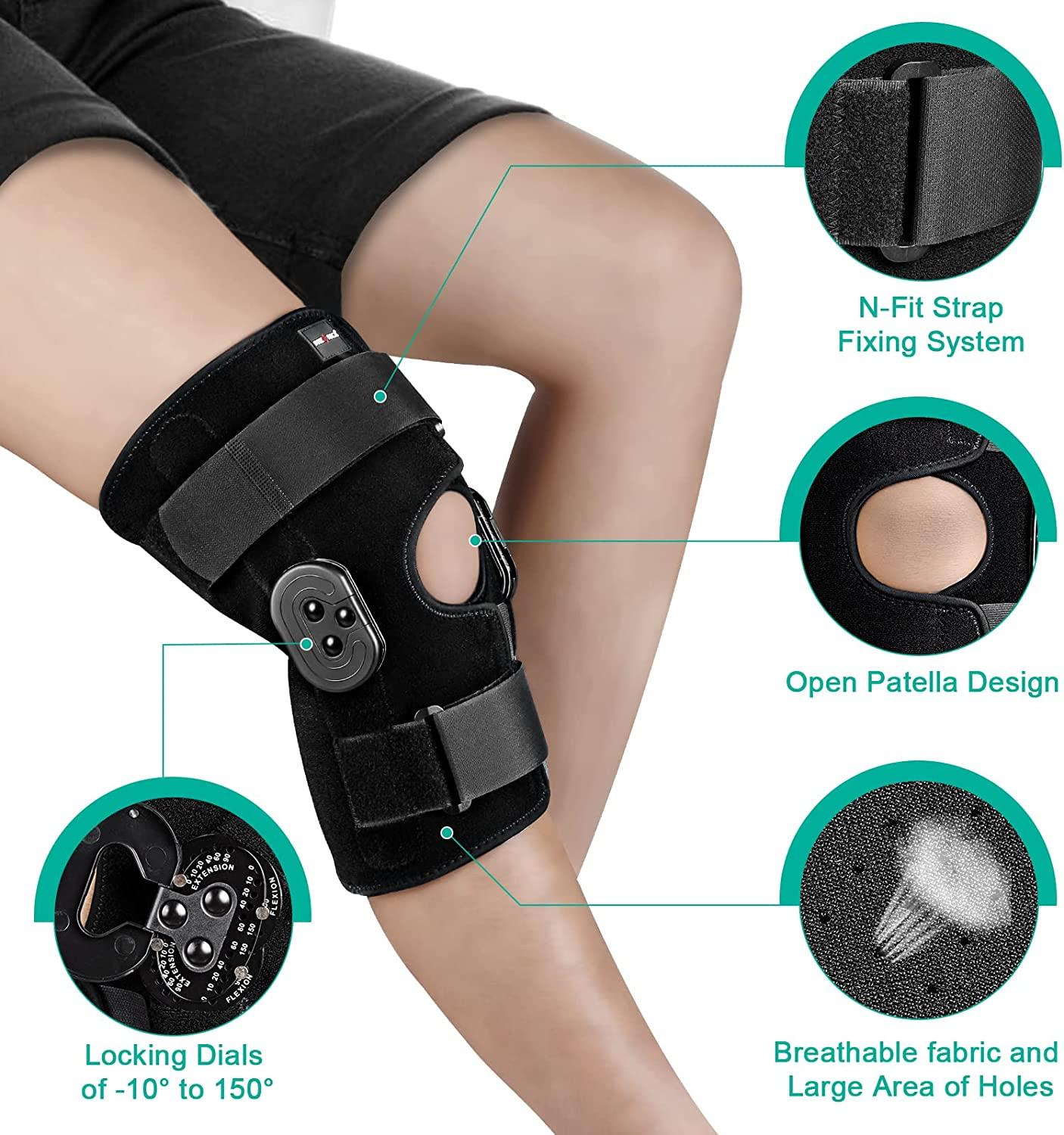 NEENCA Hinged Knee Brace, Adjustable Knee Immobilizer with Side
