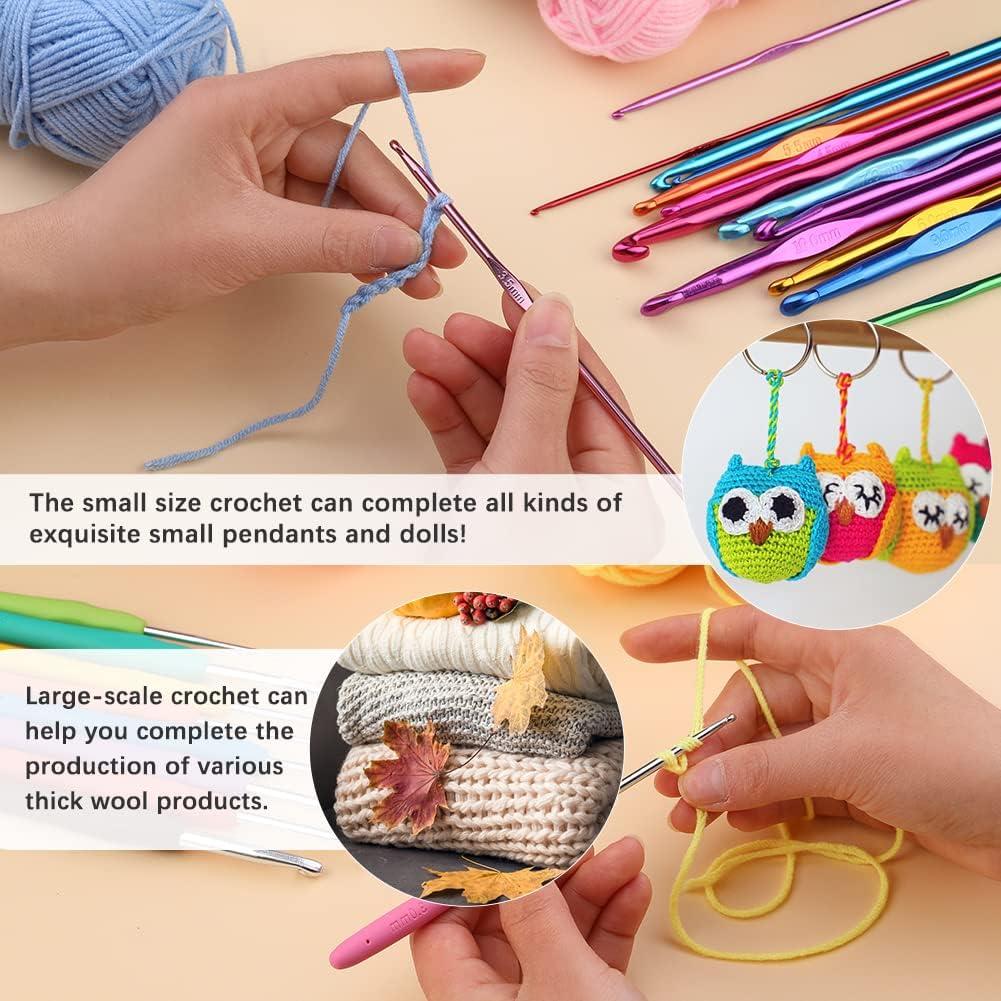 14pcs Aluminum Crochet Hook Knitting Needles for DIY Yarn Craft,2mm,2.5mm,3mm,3.5mm,4mm,4.5mm,5mm,5.5mm,6mm,6.5mm,7mm,8mm,9mm,10mm for Women Adults
