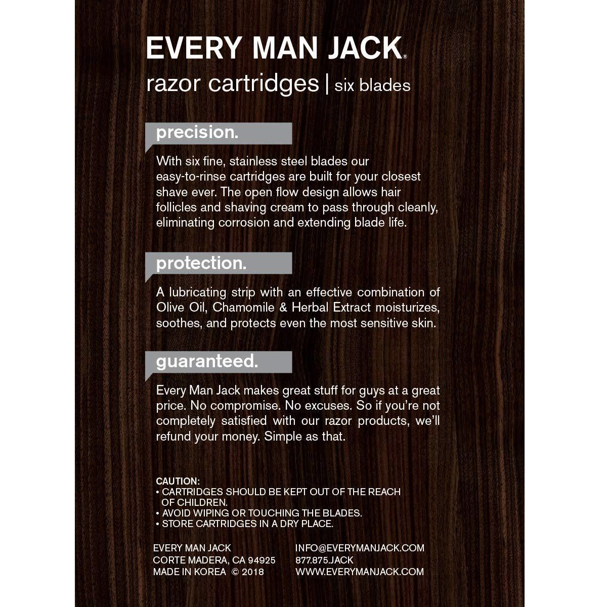 Every Man Jack Razor Cartridges â€“ 6 Stainless Steel Blades for Close