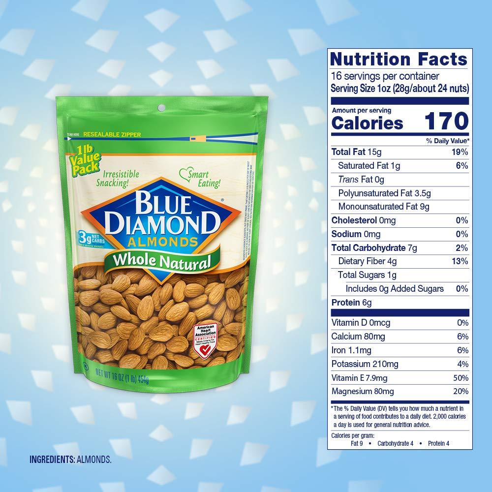 Blue Diamond Almonds, Raw Whole Natural, 16 Oz