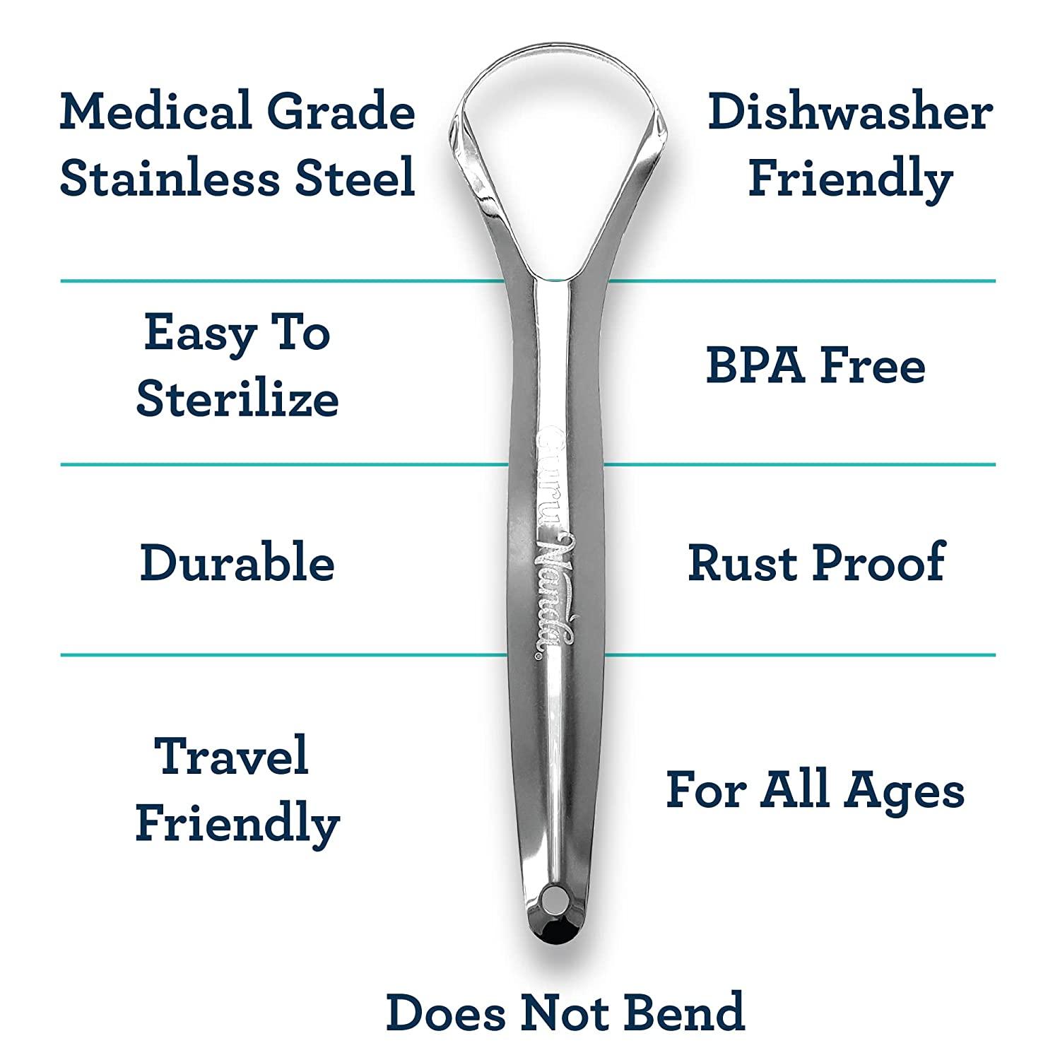 GuruNanda Stainless Steel Tongue Scraper (Pack of 2), Fight Bad Breath