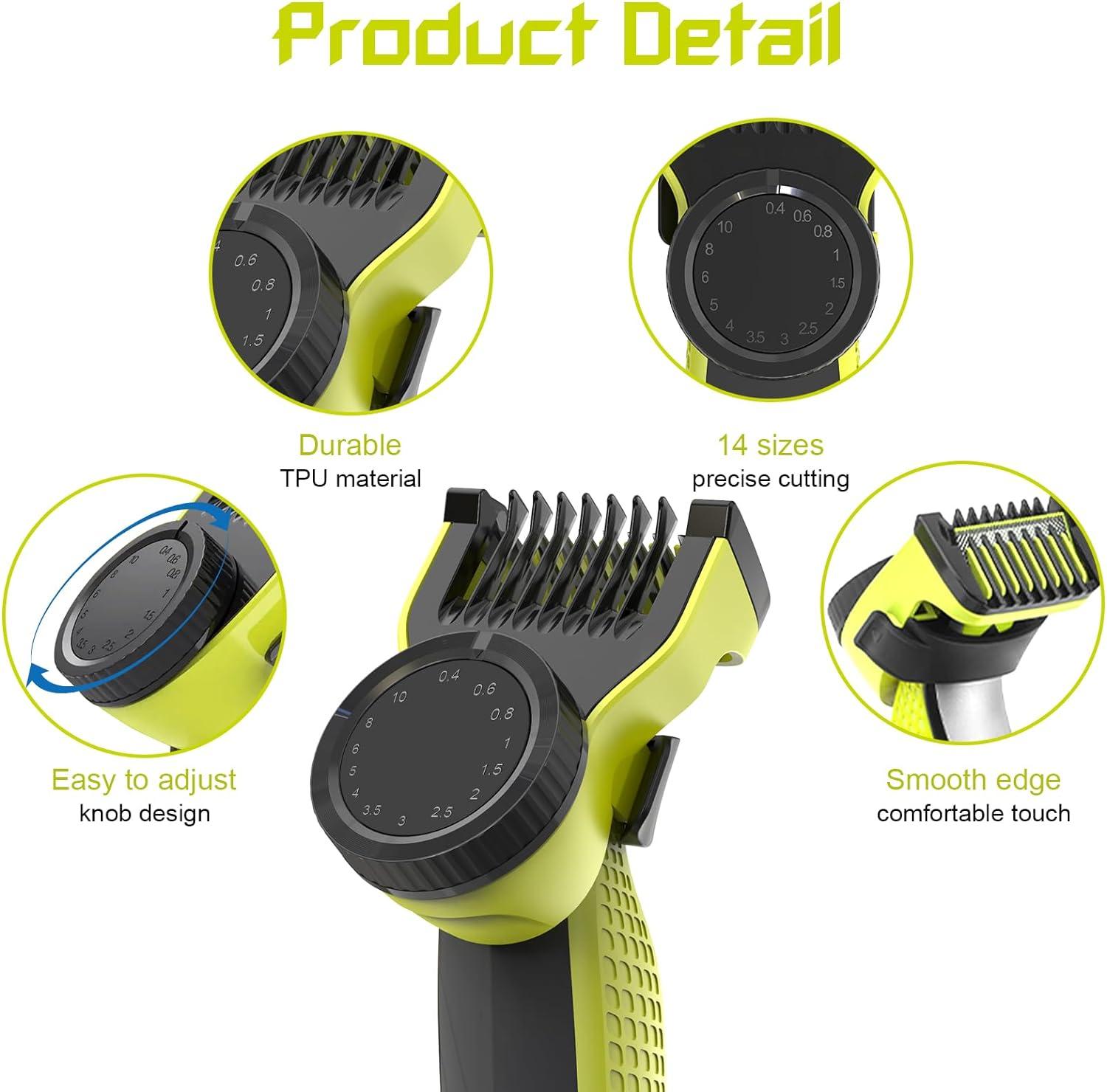 Adjustable Guard Comb For Philips OneBlade QP2520 QP2530 QP2630 QP2620 QP2510 QP2521 Professional Blade Trimmer With 14 Lengths From 0.4-10mm With Skin Protector Body Comb And Cleaning Brush | Buy Now With - View #7