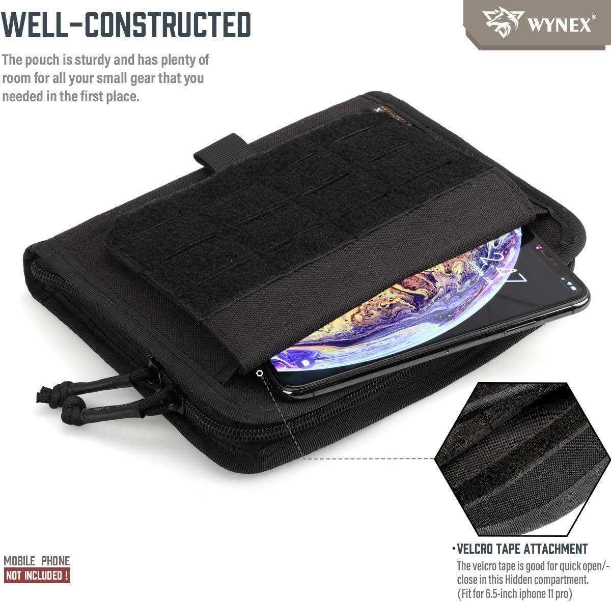 WYNEX Tactical Folding Admin Pouch, Molle Tool Bag of Laser-Cut Design,  Utility Organizer EDC Medical Bag Modular Pouches Tactical Attachment Waist  Pouch Include U.S Patch Black