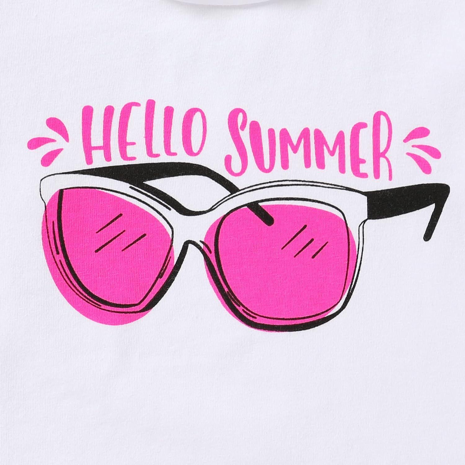 YOUNGER TREE Toddler Girls Watermelon T-shirt Linen Shorts Set