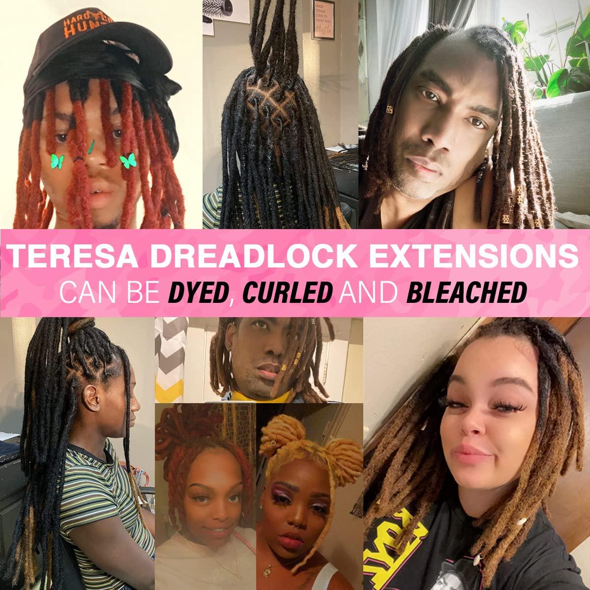Teresa Small 100% Human Hair Dreadlock Extensions for Men/Women/Kids   Width Full Hand-made Permanent Dread Loc Extensions Human Hair  Can  be Dyed and Bleached,From JiaJia Hair(6 Inch-70Strands) 6 Inch 70 Strands