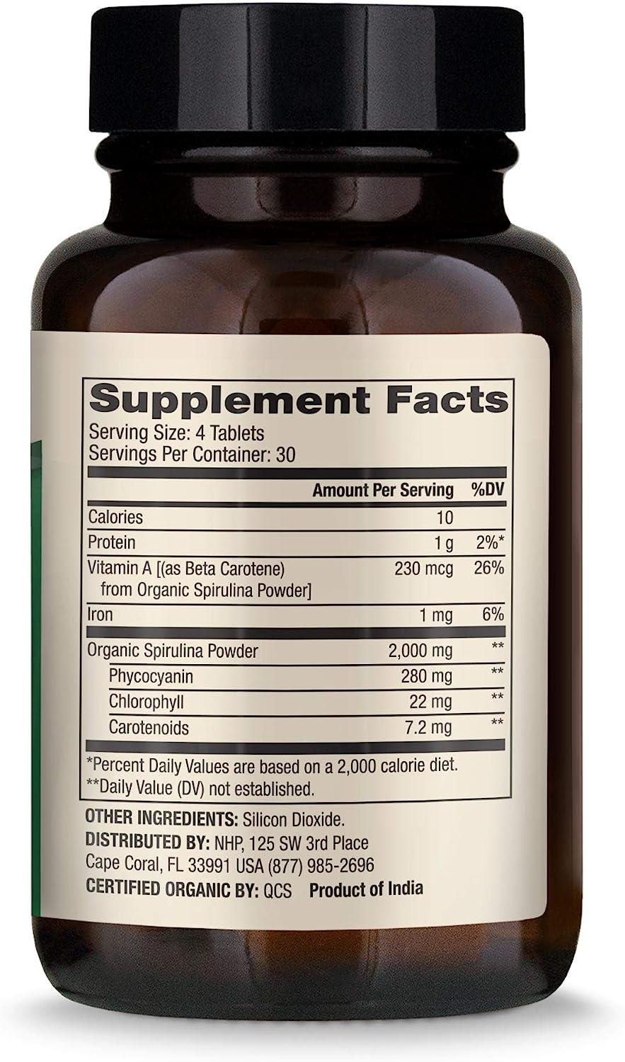 Dr. Mercola Organic Spirulina 2000mg 30 Servings (120 Tablets) USDA