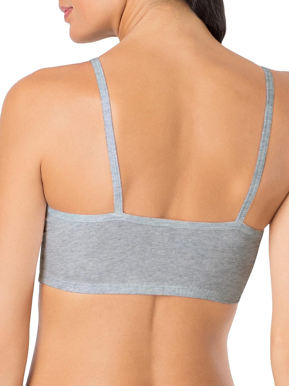 Fruit of The Loom Women's Spaghetti Strap Cotton Pull Over 3 Pack Sports Bra,  Charcoal Heather/White/Isazure, 32 price in UAE,  UAE
