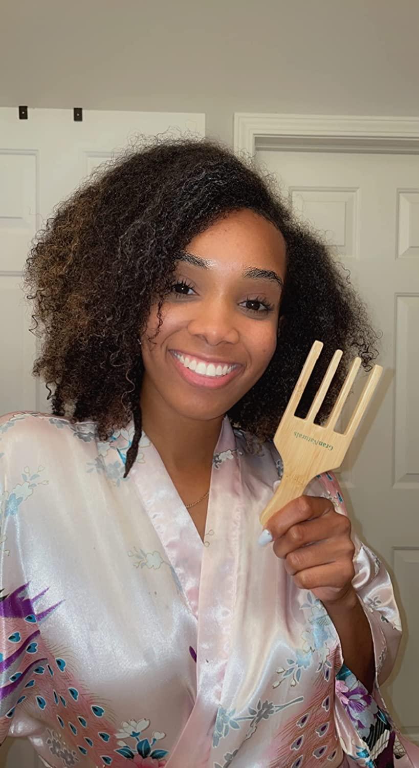 GranNaturals Hair Picks for Curly Hair 4Prong WideToothed Comb Hair