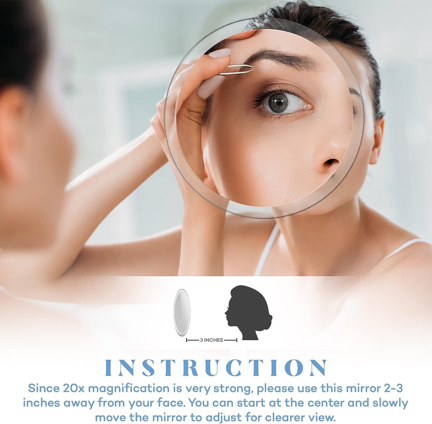 UMEMAE 20X Magnifying Mirror with 3 Strong Suction Cups 6 Inch Mirror