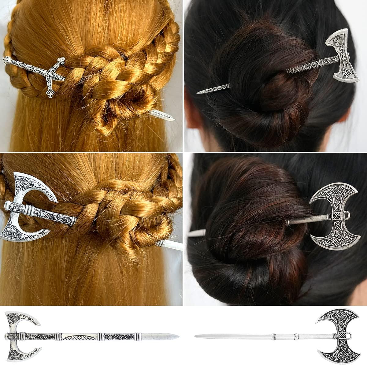 GuoShuang Celtic Hair Jewelry for Women -6 pcs Viking Accessories for Women  Hair Stick Viking Hair Clips Viking Gift For Women