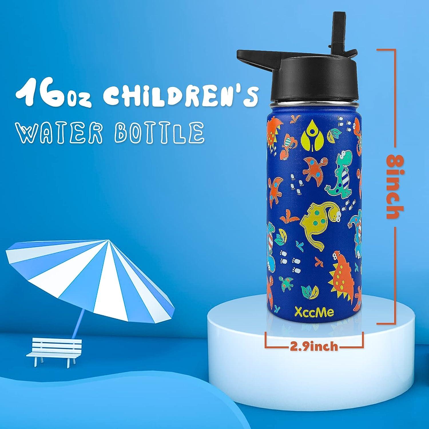 XccMe Kids Stainless Steel Insulated Water Bottle 16oz with Straw Lid