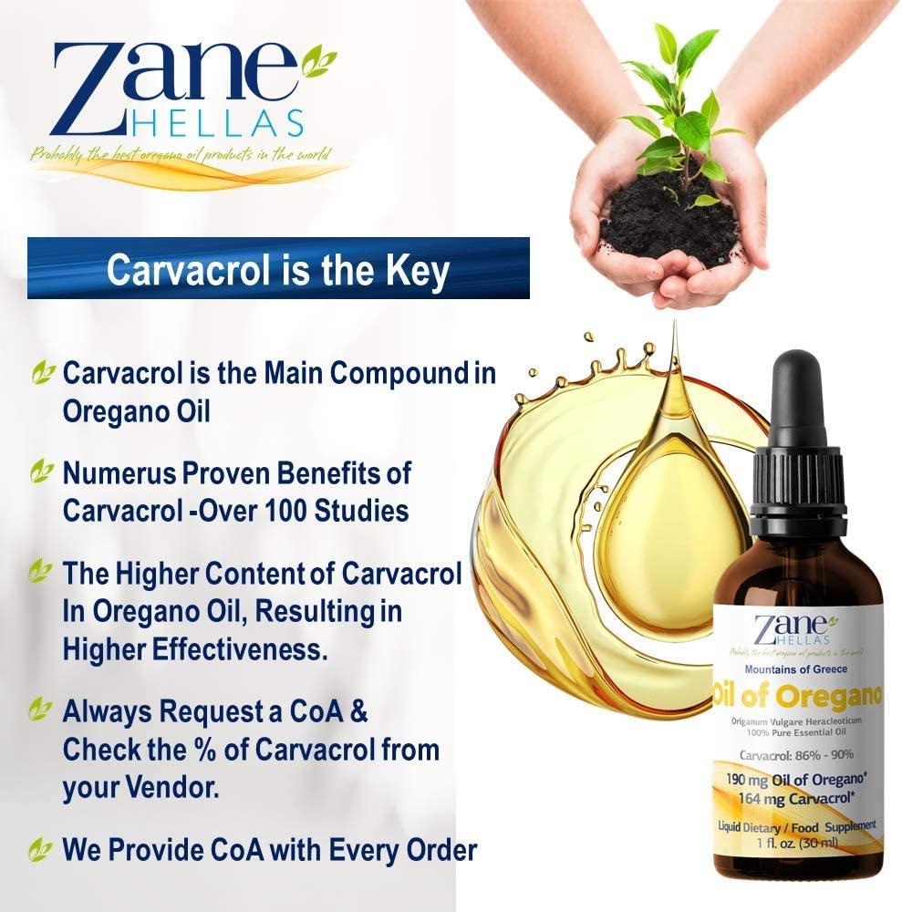 Zane Hellas 190mg Oregano Oil 164mg Carvacrol 100 Greek Undiluted
