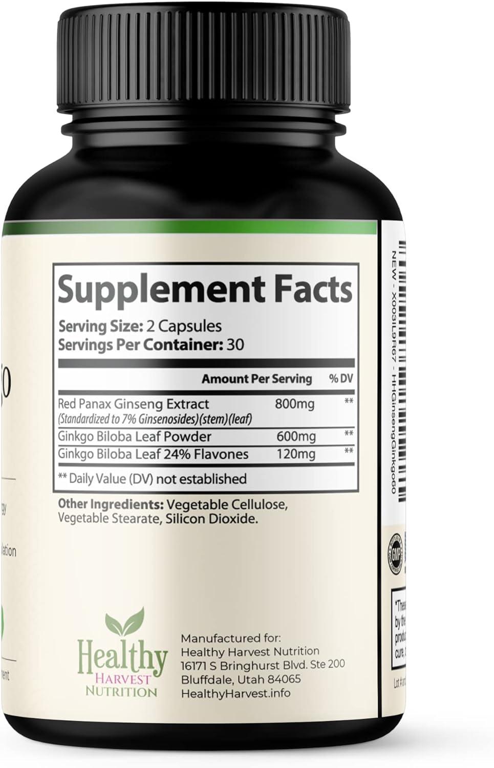 Ginkgo Biloba & Ginseng Korean Red Panax Extract Extra Strength Brain