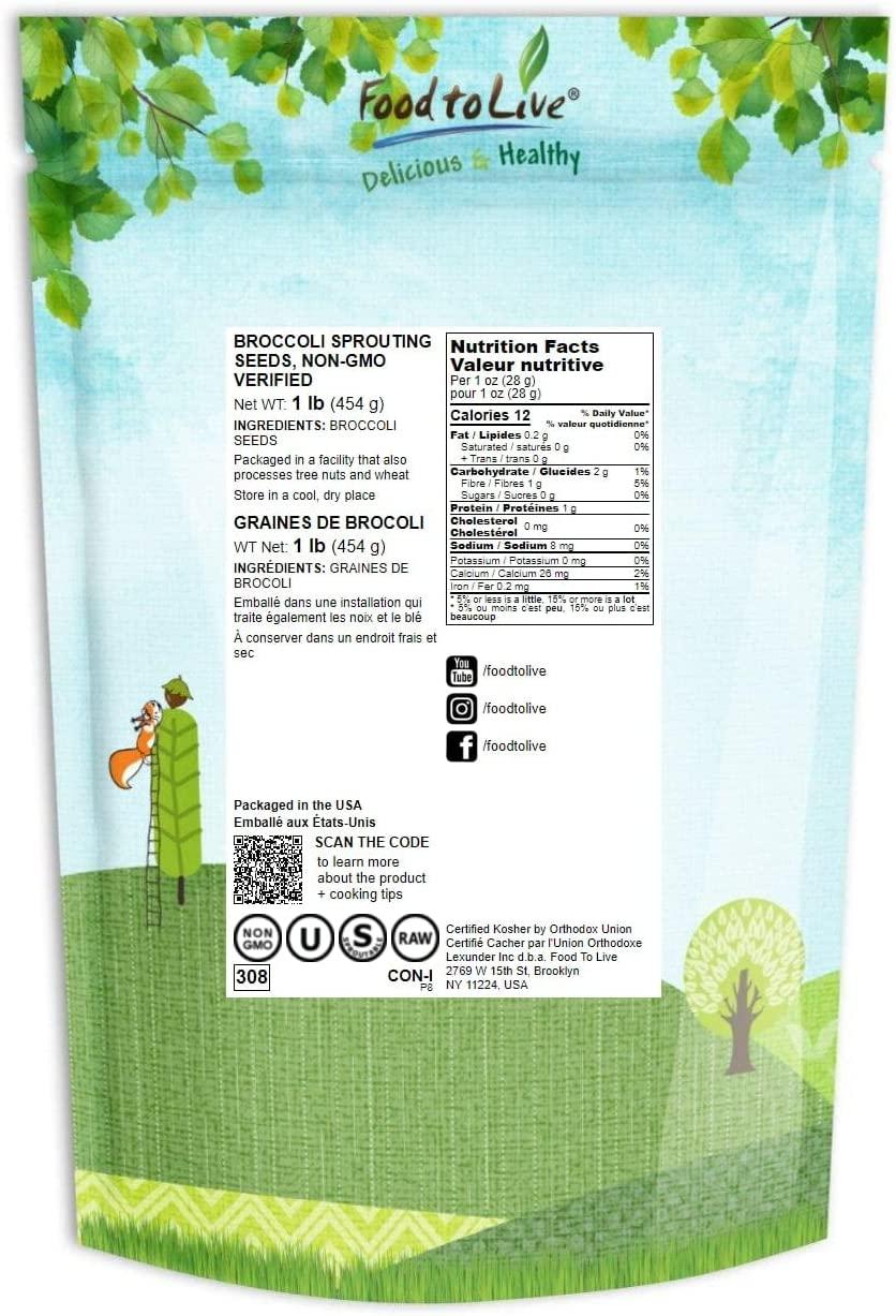 Broccoli Seeds for Sprouting, 1 Pound NonGMO Verified, Vegan, Kosher, Sirtfood, Bulk. Rich in