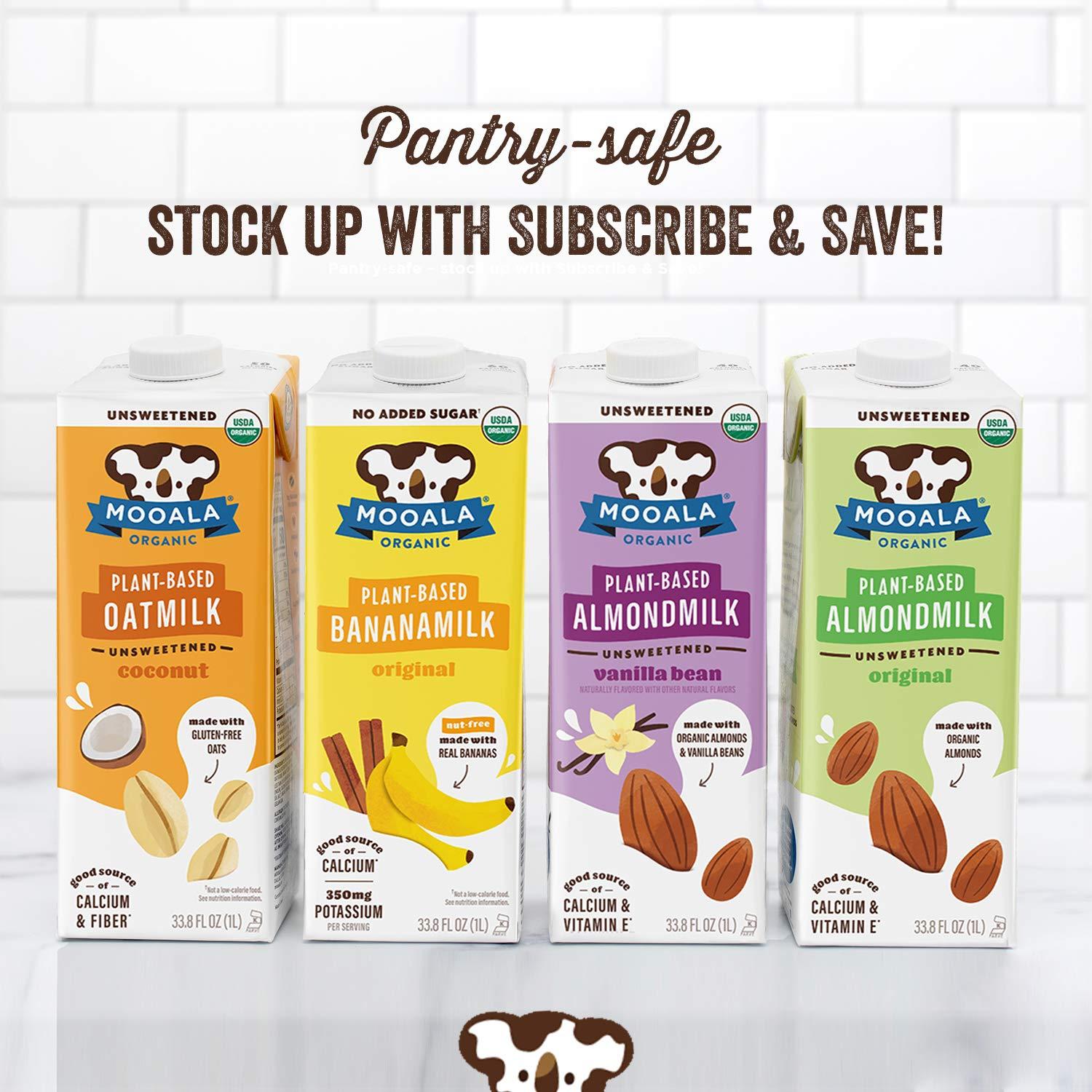 Mooala Organic Almondmilk, Unsweetened, 1L (Pack of 6) ShelfStable