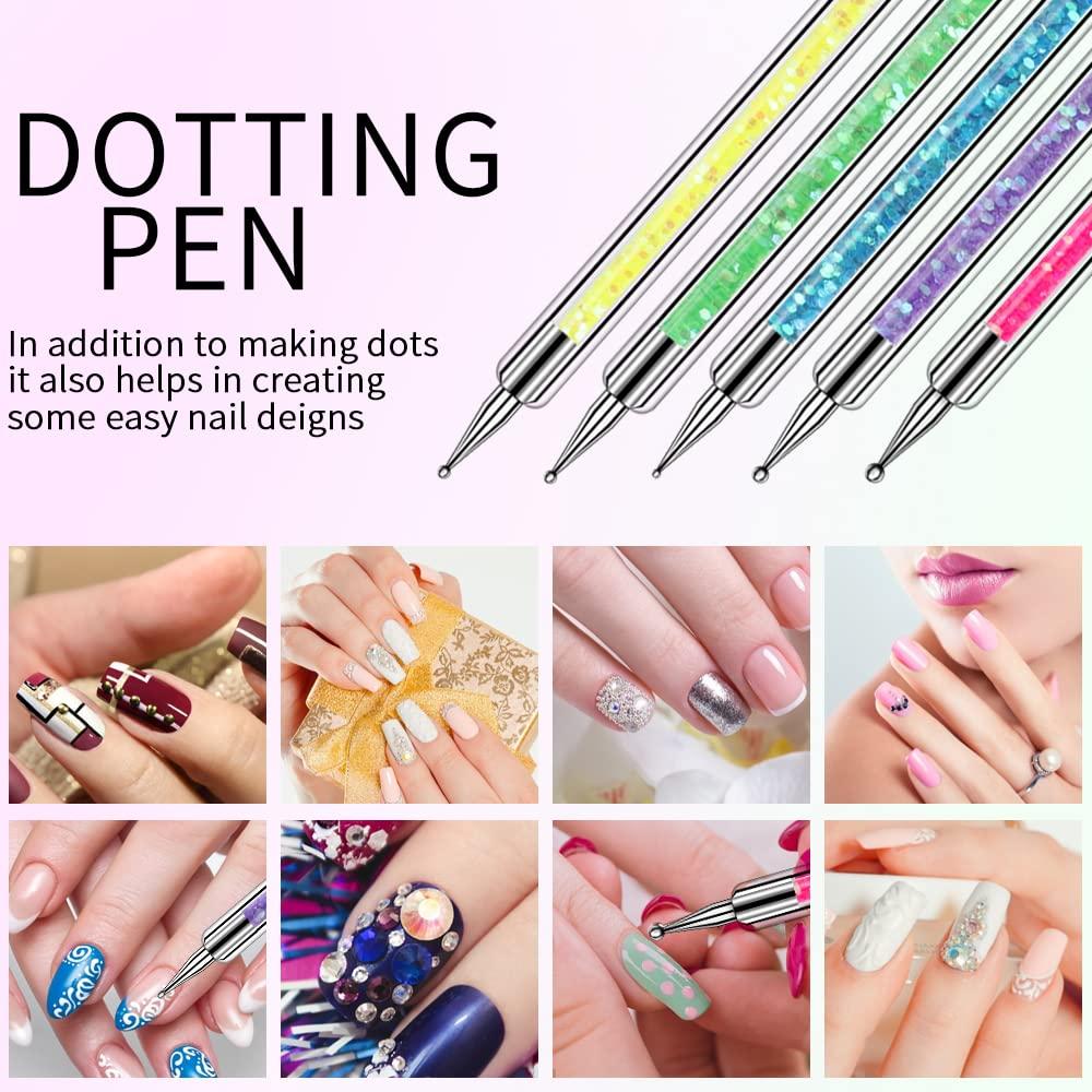 Nail Dotting Pen Tool Set Nail Polish Paint Manicure Dot Nail Art Tool Set  Dual-Ended Nail Art Point Drill Purple