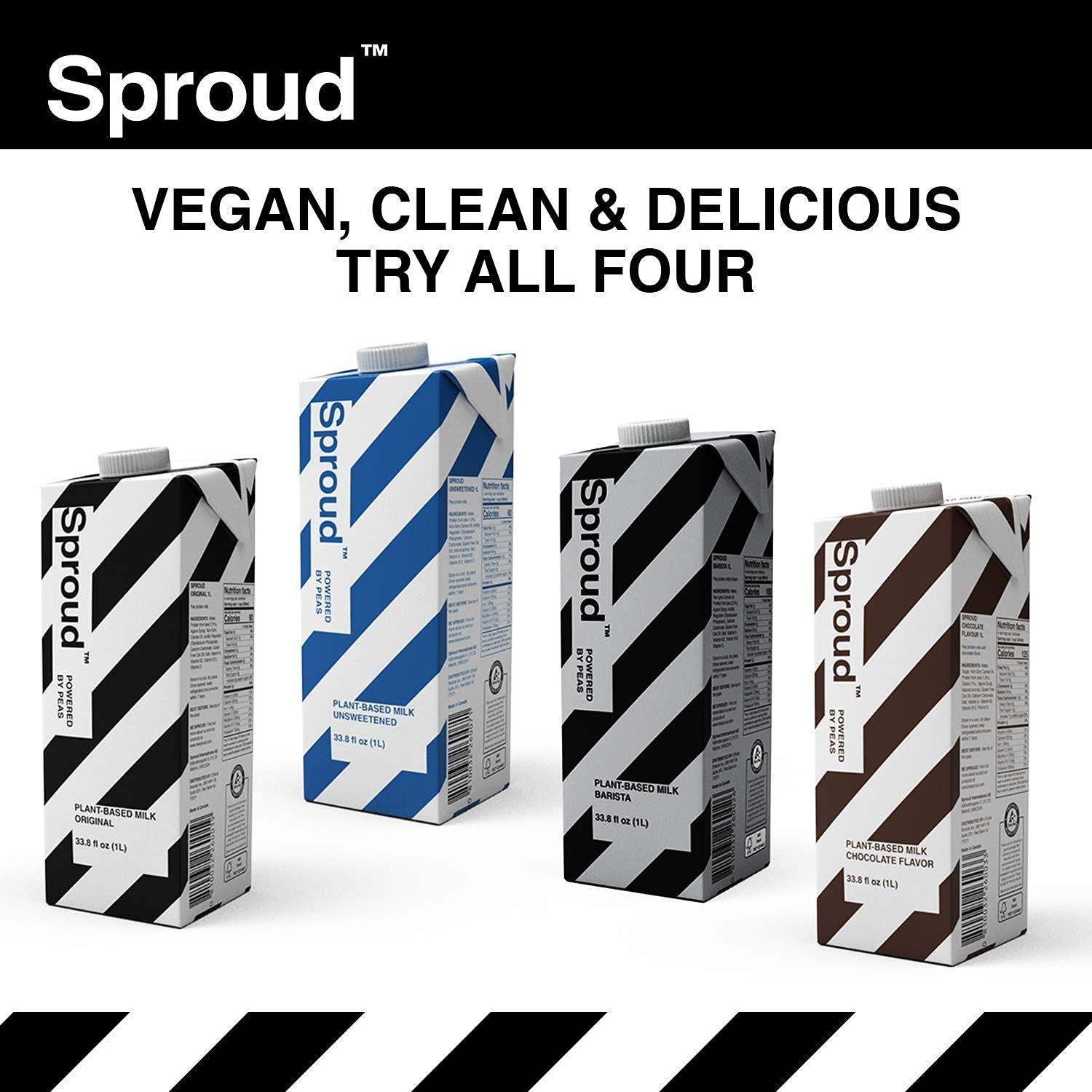 Sproud Plant Based Pea Milk UNSWEETENED 33.8 Fl Oz (Pack of 6