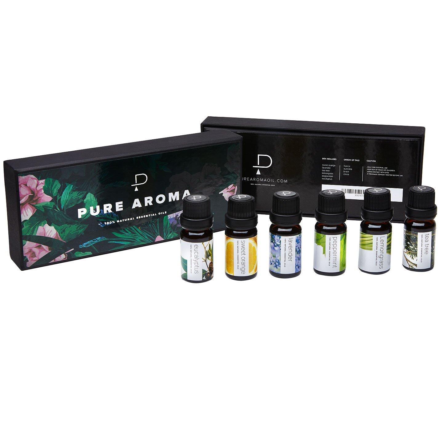 Onepure Aromatherapy Essential Oils Gift Set, 6 bottles/ 10ml Each, 100% Pure ( Lavender, Tea Tree, Eucalyptus, Lemongrass, Sweet Orange