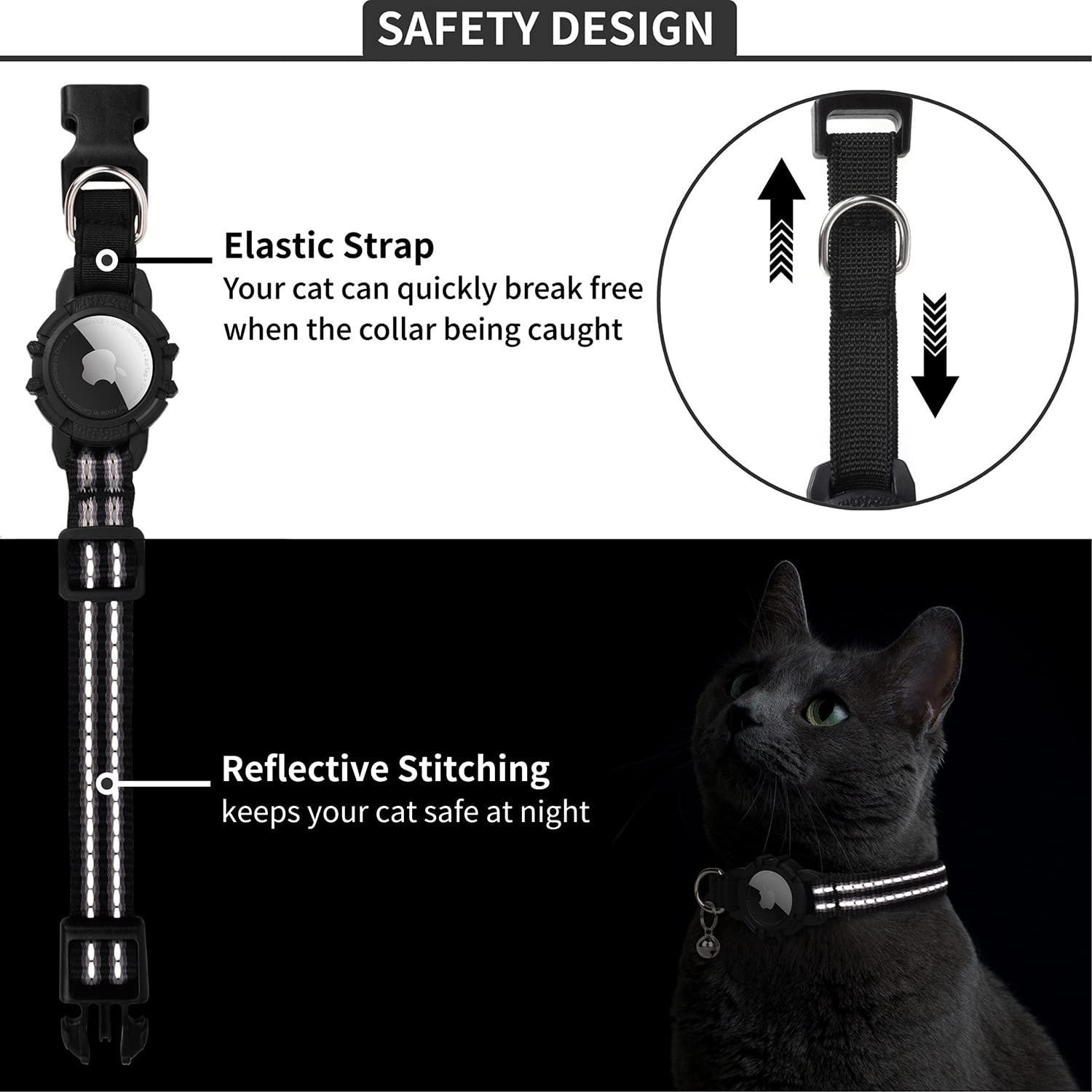 AirTag Cat Collar, FEEYAR Integrated Apple Air Tag Cat Collar