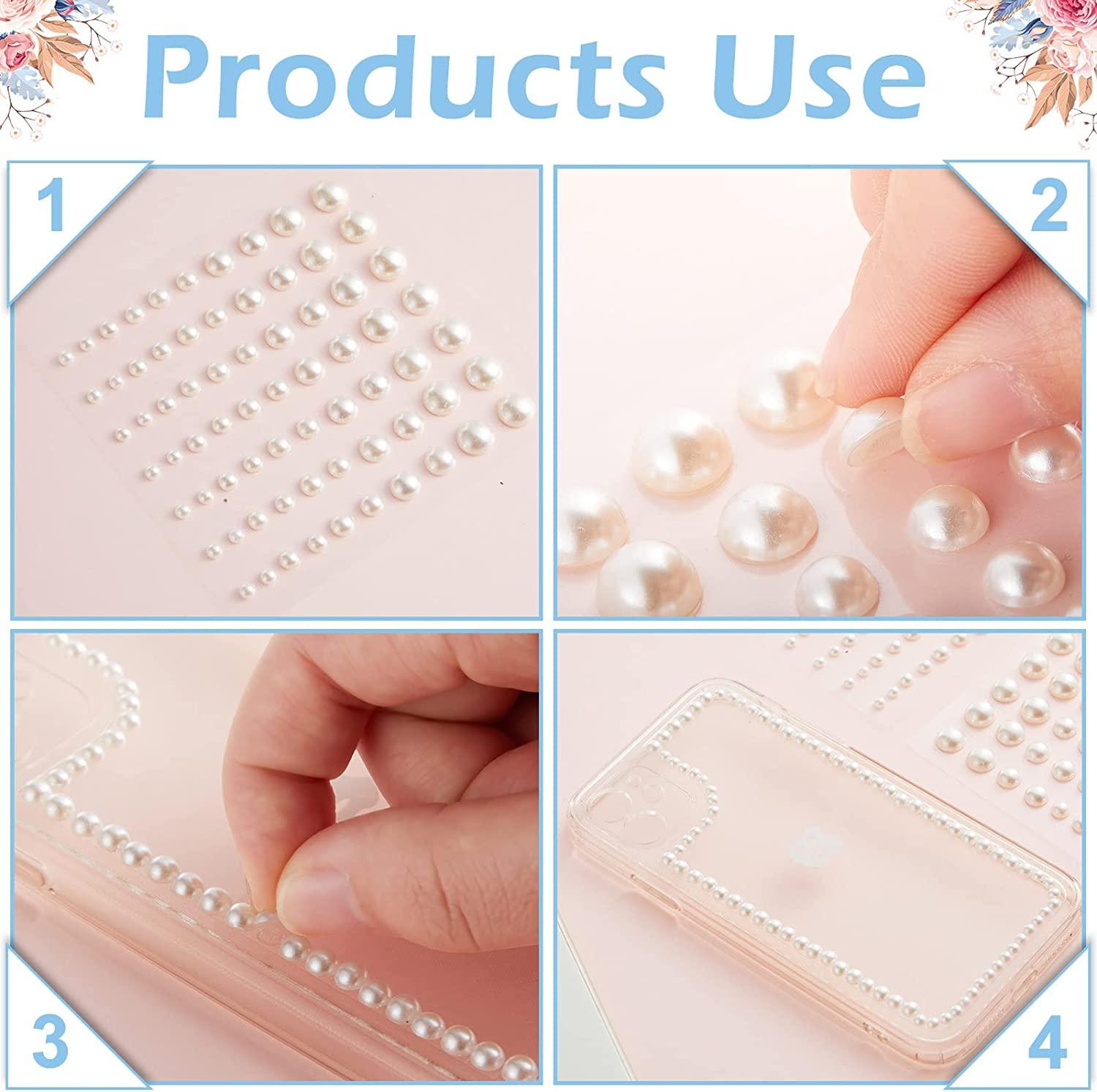 Outus Hair Pearl Stickers on Face Self-Adhesive Hair Gems