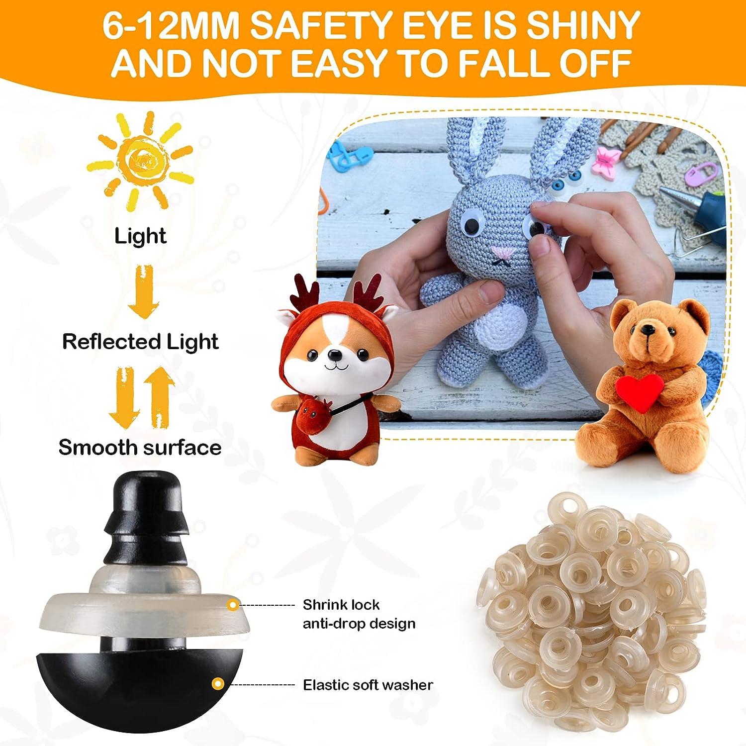 SAFETY EYES 12 Mm Amigurumi Eyes Dollmaking Doll Parts Safety Eyes With  Plastic Backs for Teddy Bear Animal Soft Toy Making 