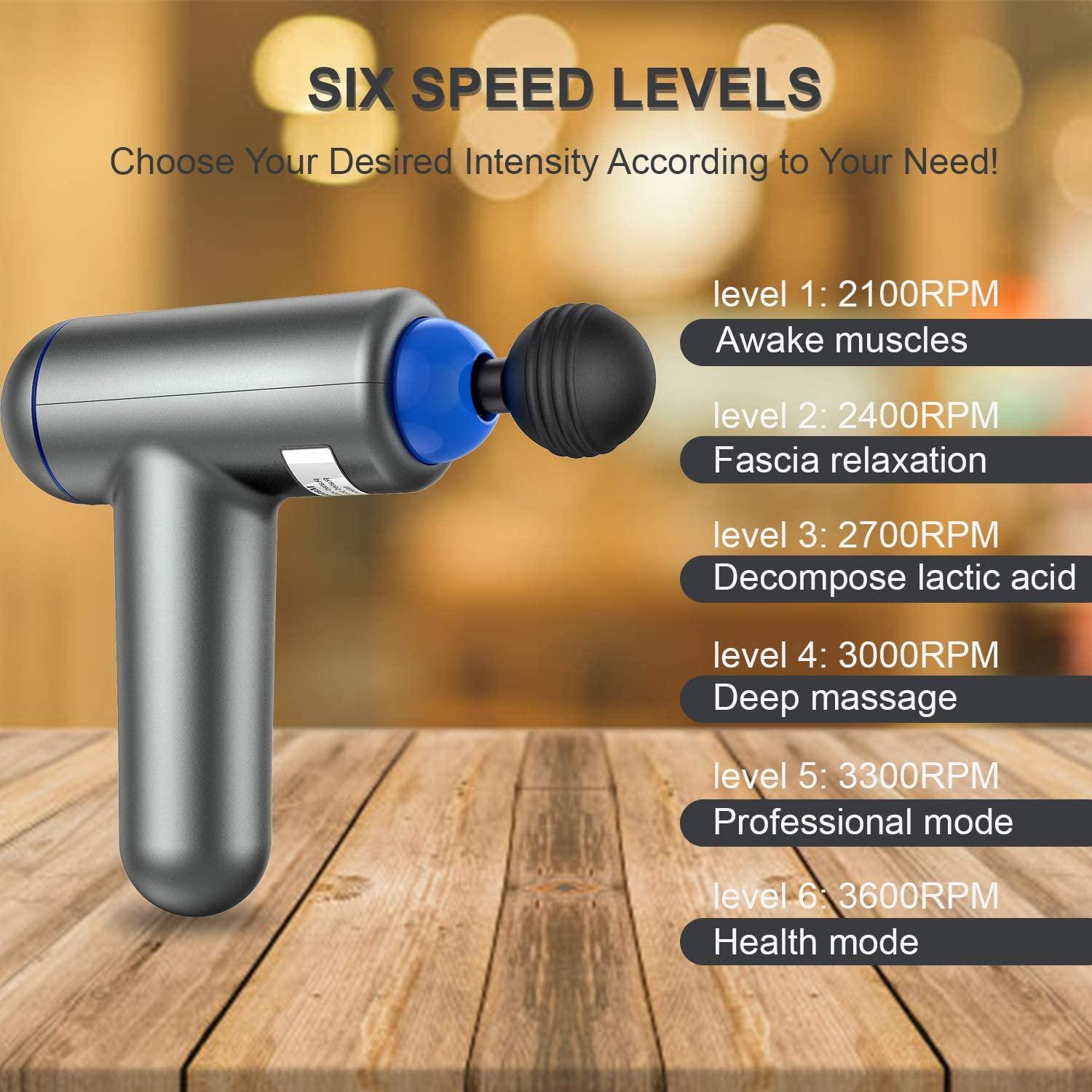 Deep Tissue Percussion Muscle Massage Gun - USB Rechargeable Handheld  Electric Massager for Athletes - Super Quiet 6 Speed High-Intensity  Vibration - 4 Message Heads - Gray | Buy Now with Express International  Delivery | GoSupps.com