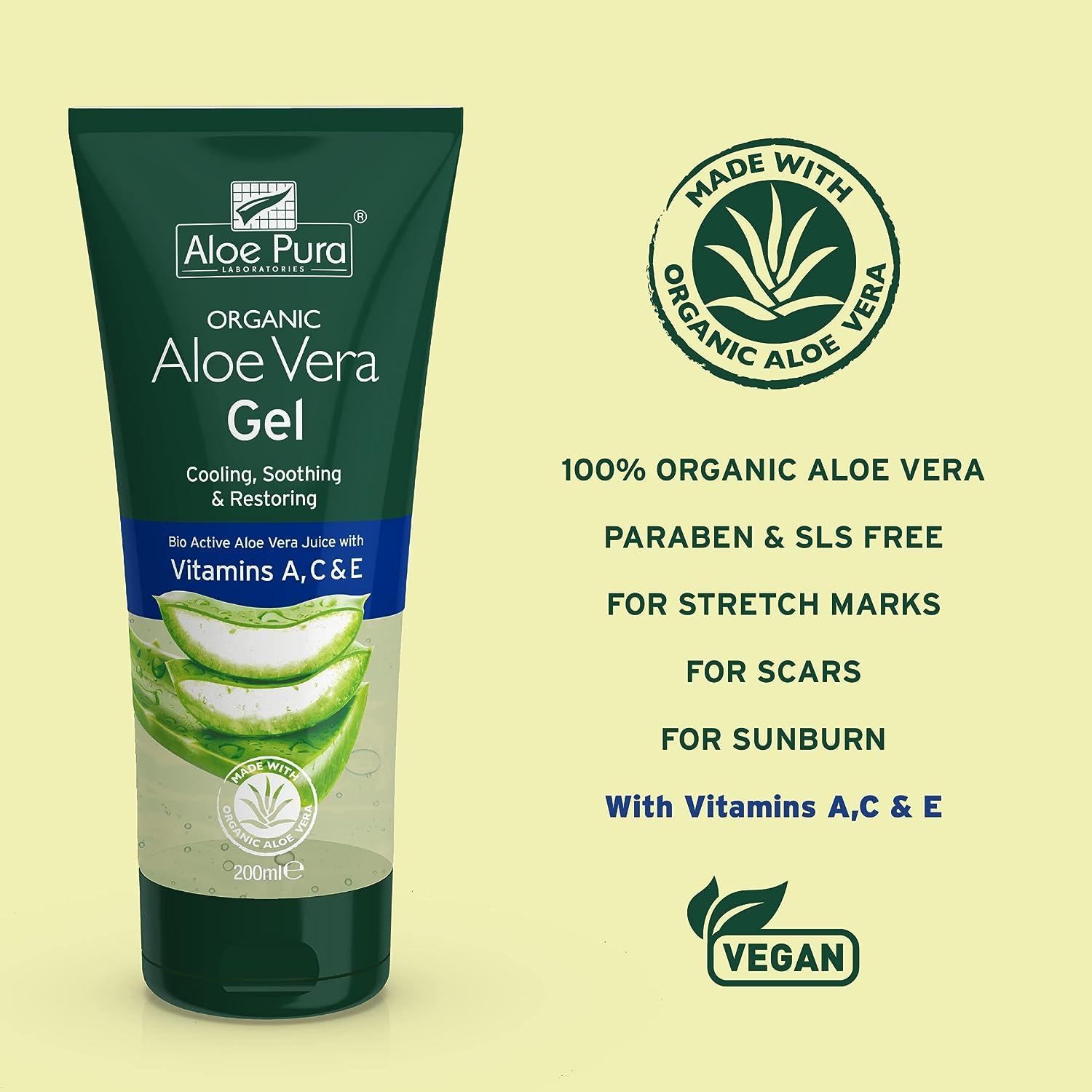 Aloe Pura Organic Aloe Vera Gel with Vitamin A, C & E - 6.8 fl oz | Buy Now  with Express International Delivery | GoSupps.com