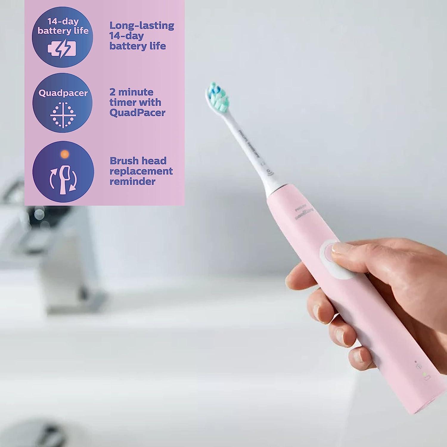 Philips Sonicare ProtectiveClean 4100 Electric Rechargeable Toothbrush,  Plaque Control, Pastel Pink