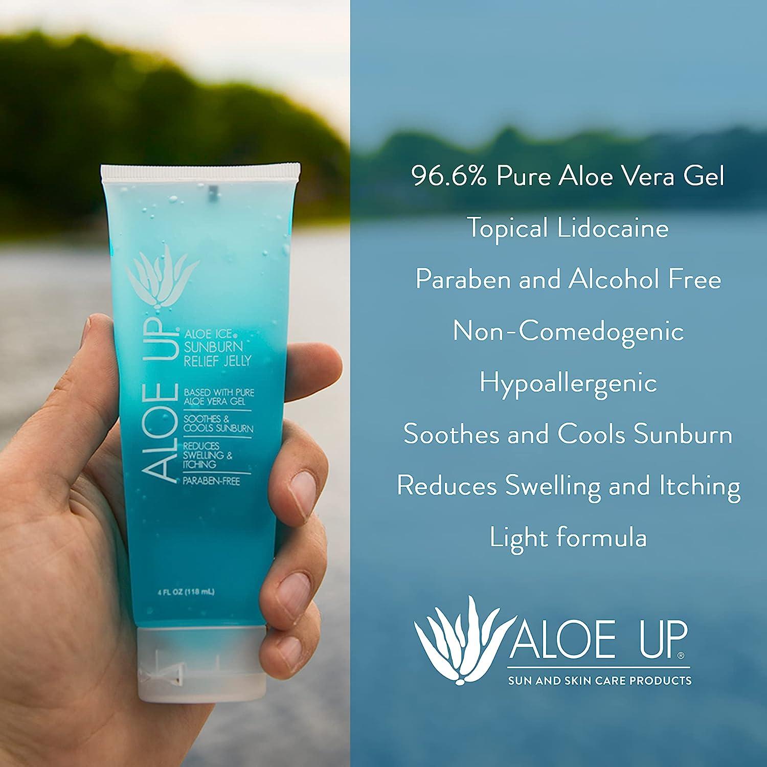 ALOE UP Ice Aloe Vera Gel - Soothing Sunburn Relief, 4 oz - Made in USA,  Biodegradable & Cruelty-Free