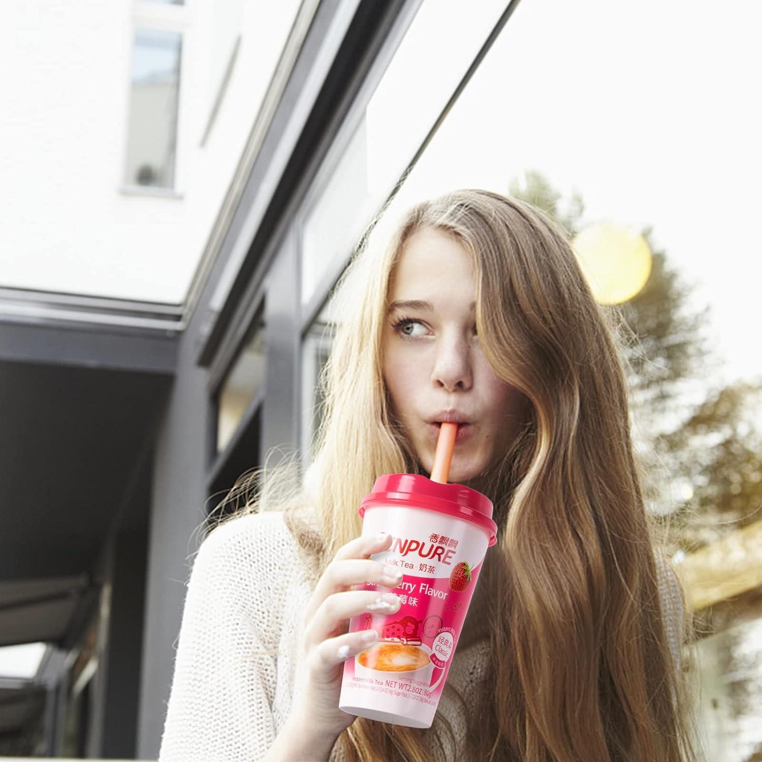 Senpure Instant Milk Tea Kit DIY Strawberry Milk Tea with Coconut