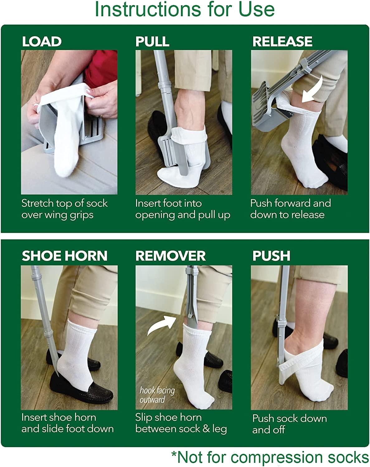 Sock Ox Extended Length Sock Remover & Long Shoe Horn Dressing Aid for Elderly Men & Women