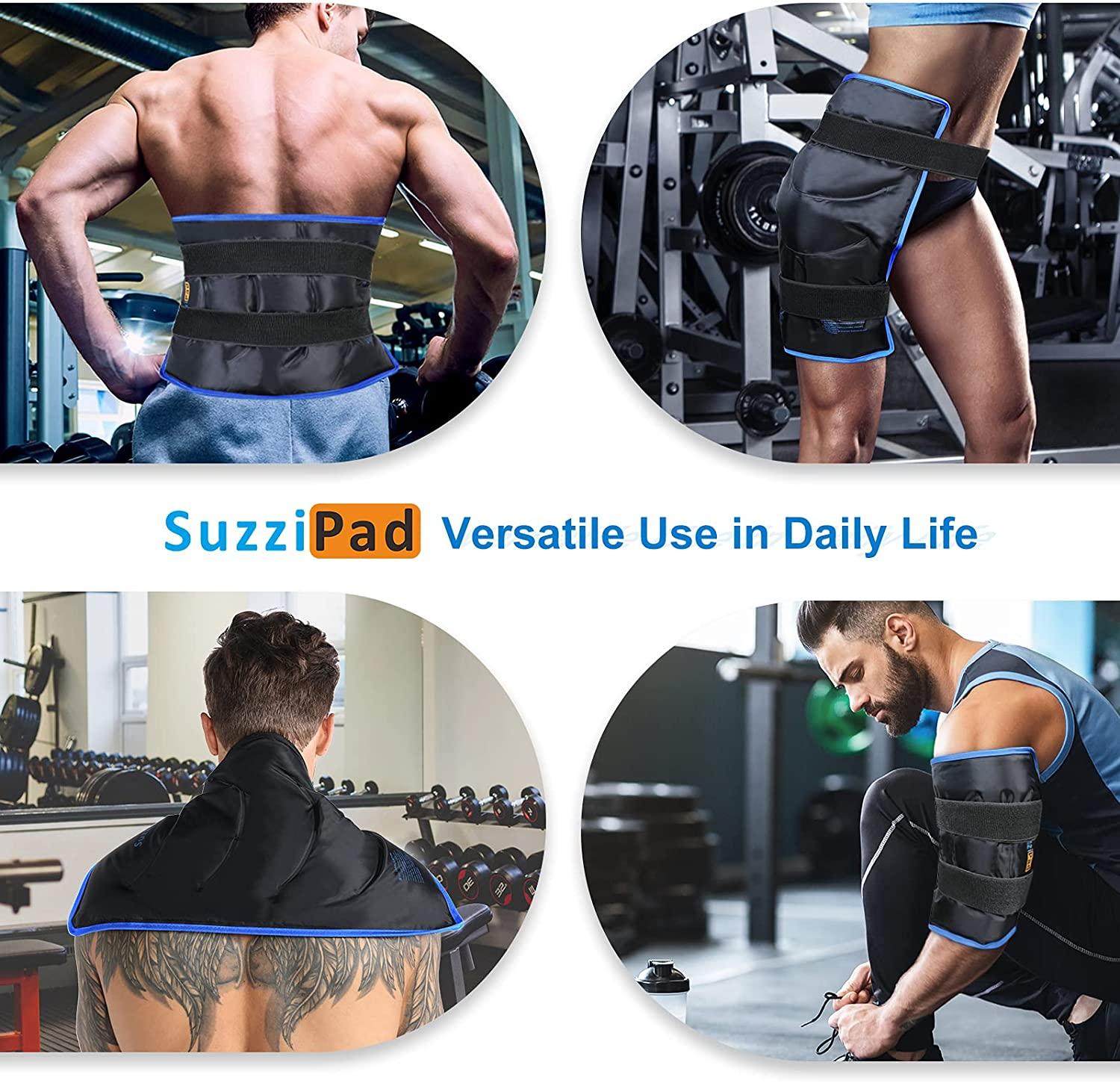 SuzziPad XXL Ice Pack for Back Pain Relief 13x21 Gel Cold Pack with 2