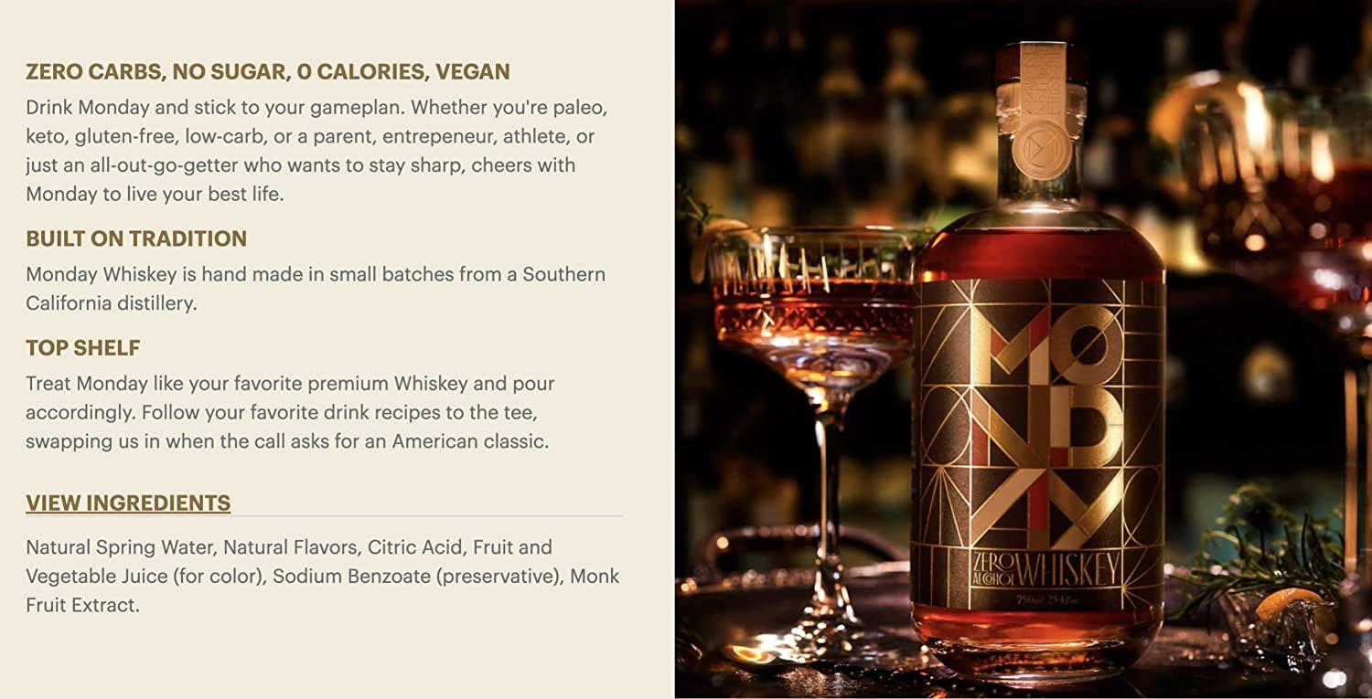 MONDAY Zero Alcohol Gin + Whiskey Variety Pack Award Winning Non