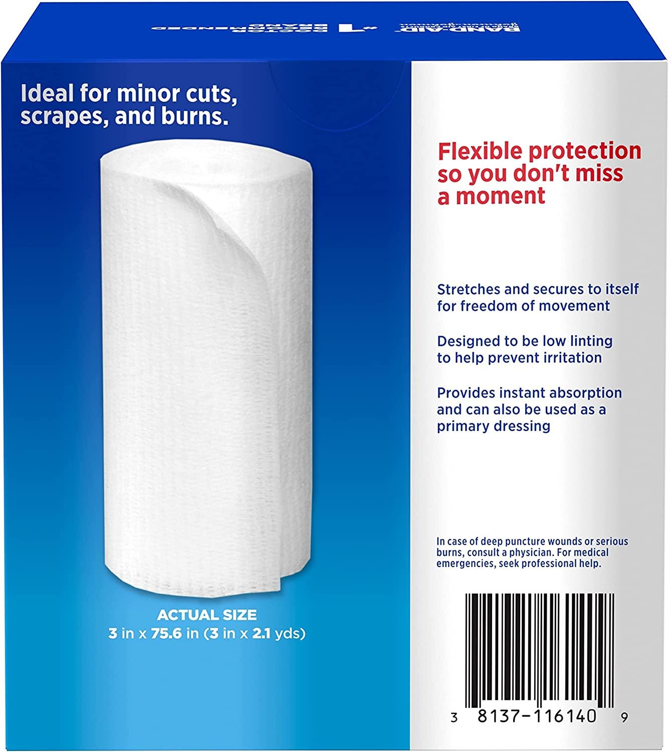 BandAid Brand of First Aid Products Flexible Rolled Gauze Dressing for