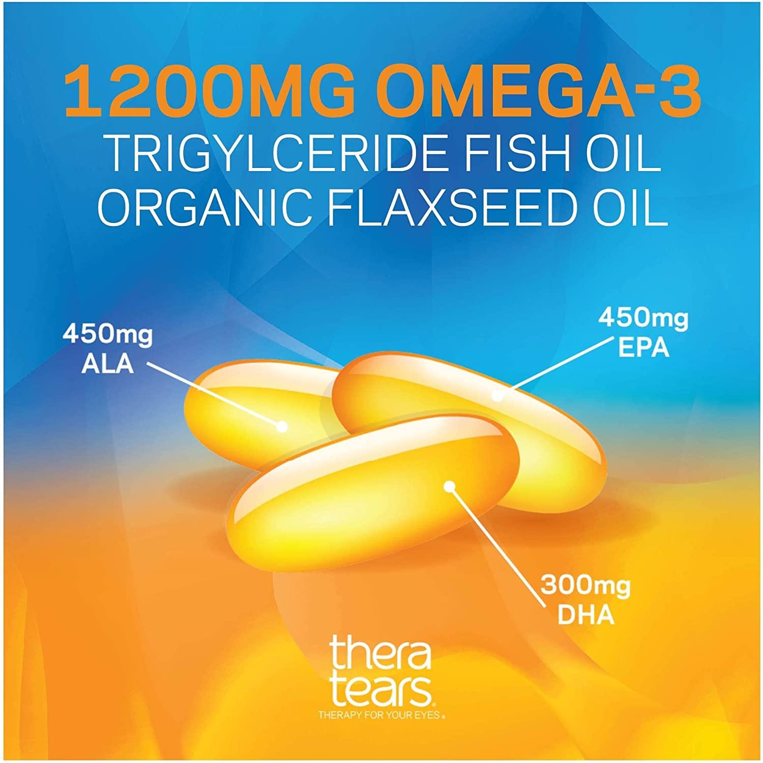 TheraTears Omega3 Eye Nutrition Supplement 1200mg Organic Flaxseed