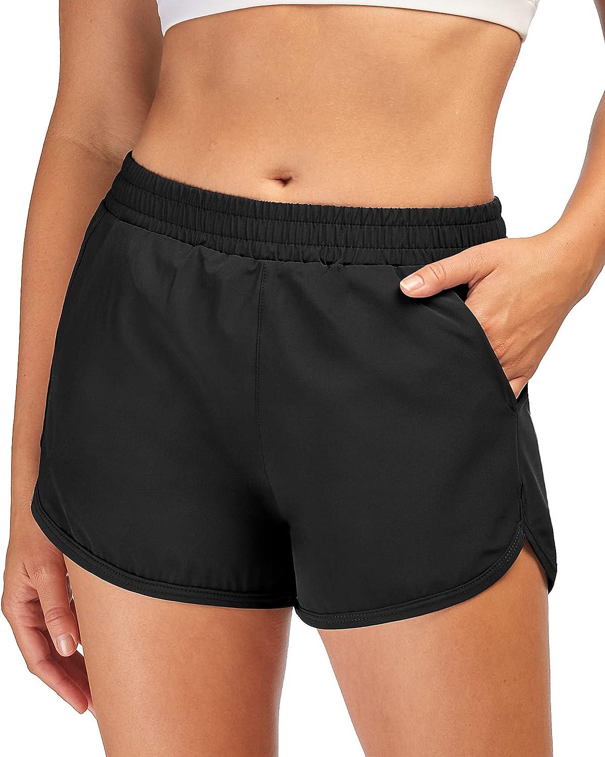 Stelle Women's 3/4/7 Running Shorts High Waisted Athletic Shorts Quick  Dry Workout Shorts with Mesh Liner Deep Pockets 3 Black Medium