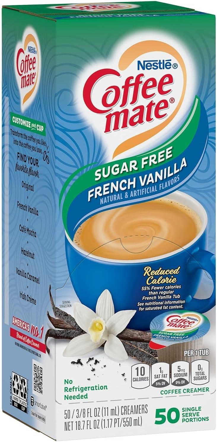 CoffeeMate Sugar Free French Vanilla Liquid Creamer Single Serve Tubs