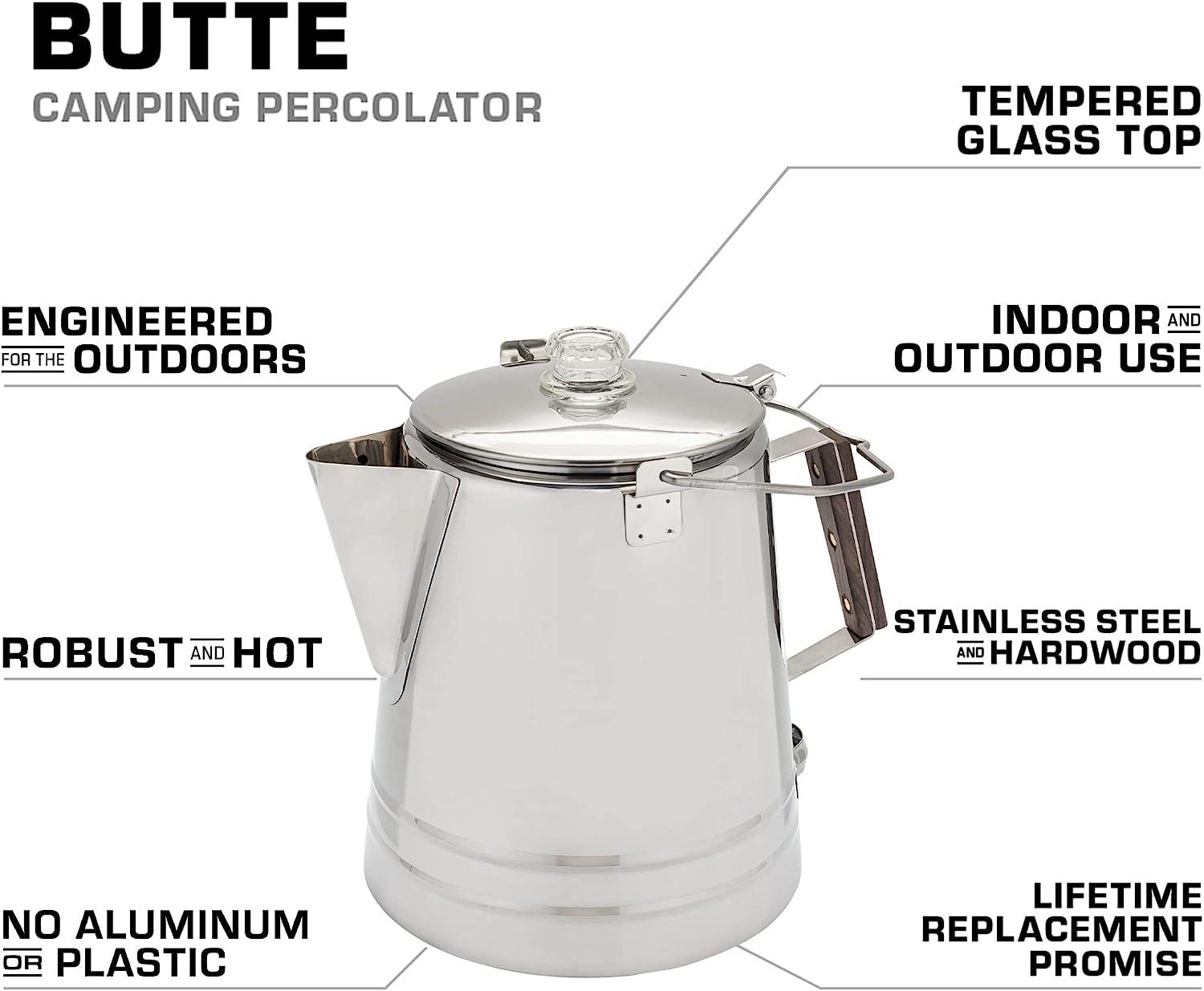COLETTI Butte Camping Coffee Pot - Campfire Coffee Pot - Stainless Steel Coffee  Maker for Outdoors or Stovetop (14 CUP)